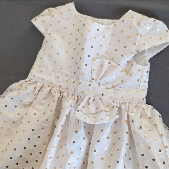 Carter's Baby Girls Bow Holiday Dress Cream Gold 9M - Picture 2 of 8